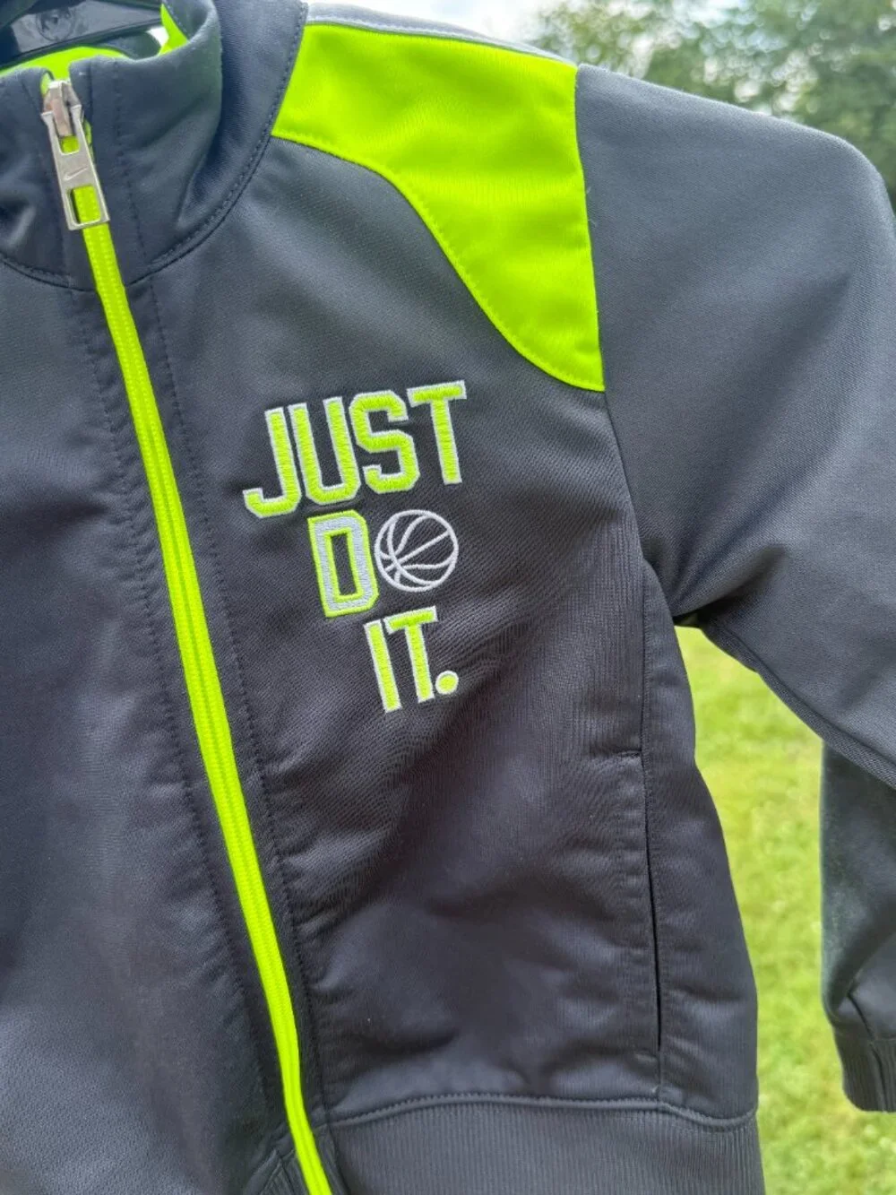 Nike Just Do It Toddler Track Jacket Neon Sporty Athleisure 4T Zip Up 3922